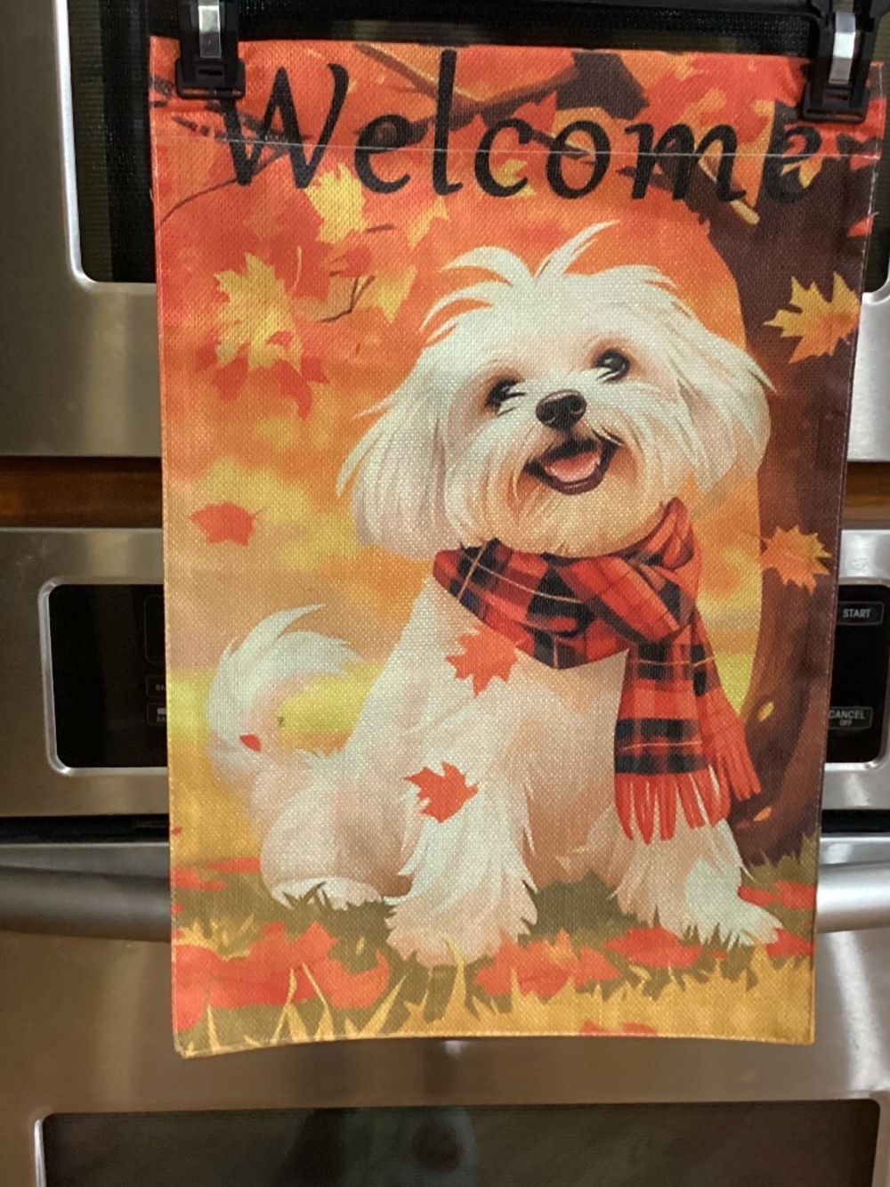 NEW Fall Double Sided Garden Flag, Welcome Maltese, pumpkins